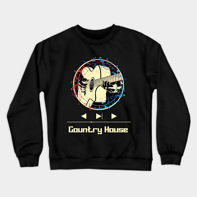 Country House on Guitar Crewneck Sweatshirt by nasib